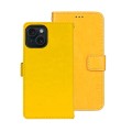 For iPhone 15 Plus idewei Crazy Horse Texture Leather Phone Case with Holder(Yellow)