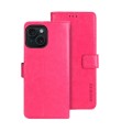 For iPhone 15 Plus idewei Crazy Horse Texture Leather Phone Case with Holder(Rose Red)