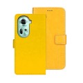 For OPPO Reno11 5G Global idewei Crazy Horse Texture Leather Phone Case with Holder(Yellow)