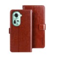 For OPPO Reno11 5G Global idewei Crazy Horse Texture Leather Phone Case with Holder(Brown)