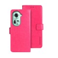 For OPPO Reno11 5G Global idewei Crazy Horse Texture Leather Phone Case with Holder(Rose Red)
