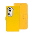 For OPPO Reno11 Pro 5G Global idewei Crazy Horse Texture Leather Phone Case with Holder(Yellow)