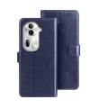 For OPPO Reno11 Pro 5G Global idewei Crazy Horse Texture Leather Phone Case with Holder(Blue)