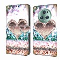 For Honor Magic5 Pro Crystal 3D Shockproof Protective Leather Phone Case(Pink Diamond Heart)