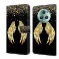 For Honor Magic5 Pro Crystal 3D Shockproof Protective Leather Phone Case(Golden Wings)
