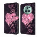 For Honor Magic5 Pro Crystal 3D Shockproof Protective Leather Phone Case(Lace Love)