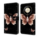For Honor Magic6 Lite Crystal 3D Shockproof Protective Leather Phone Case(Pink Diamond Butterfly)