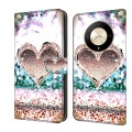 For Honor Magic6 Lite Crystal 3D Shockproof Protective Leather Phone Case(Pink Diamond Heart)