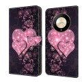 For Honor Magic6 Lite Crystal 3D Shockproof Protective Leather Phone Case(Lace Love)