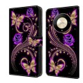For Honor Magic6 Lite Crystal 3D Shockproof Protective Leather Phone Case(Purple Flower Butterfly)