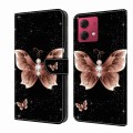 For Motorola Moto G84 Crystal 3D Shockproof Protective Leather Phone Case(Pink Diamond Butterfly)