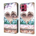 For Motorola Moto G84 Crystal 3D Shockproof Protective Leather Phone Case(Pink Diamond Heart)