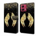 For Motorola Moto G84 Crystal 3D Shockproof Protective Leather Phone Case(Golden Wings)