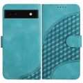 For Google Pixel 6a YX0060 Elephant Head Embossed Phone Leather Case with Lanyard(Light Blue)