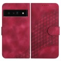 For Google Pixel 6 Pro YX0060 Elephant Head Embossed Phone Leather Case with Lanyard(Rose Red)