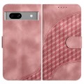 For Google Pixel 7a YX0060 Elephant Head Embossed Phone Leather Case with Lanyard(Pink)