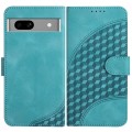 For Google Pixel 7a YX0060 Elephant Head Embossed Phone Leather Case with Lanyard(Light Blue)