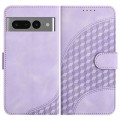 For Google Pixel 7 Pro 5G YX0060 Elephant Head Embossed Phone Leather Case with Lanyard(Light Purple