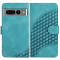 For Google Pixel 7 Pro 5G YX0060 Elephant Head Embossed Phone Leather Case with Lanyard(Light Blue)