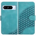 For Google Pixel 8 Pro YX0060 Elephant Head Embossed Phone Leather Case with Lanyard(Light Blue)