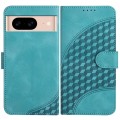 For Google Pixel 8a YX0060 Elephant Head Embossed Phone Leather Case with Lanyard(Light Blue)