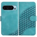 For Google Pixel 9 Pro YX0060 Elephant Head Embossed Phone Leather Case with Lanyard(Light Blue)