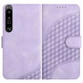 For Sony Xperia 1 IV YX0060 Elephant Head Embossed Phone Leather Case with Lanyard(Light Purple)