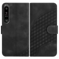 For Sony Xperia 1 IV YX0060 Elephant Head Embossed Phone Leather Case with Lanyard(Black)