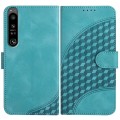 For Sony Xperia 1 IV YX0060 Elephant Head Embossed Phone Leather Case with Lanyard(Light Blue)