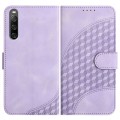 For Sony Xperia 10 IV YX0060 Elephant Head Embossed Phone Leather Case with Lanyard(Light Purple)