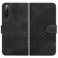 For Sony Xperia 10 IV YX0060 Elephant Head Embossed Phone Leather Case with Lanyard(Black)