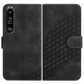 For Sony Xperia 1 III YX0060 Elephant Head Embossed Phone Leather Case with Lanyard(Black)