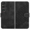 For Sony Xperia 1 V YX0060 Elephant Head Embossed Phone Leather Case with Lanyard(Black)