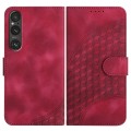 For Sony Xperia 1 V YX0060 Elephant Head Embossed Phone Leather Case with Lanyard(Rose Red)