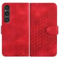 For Sony Xperia 1 V YX0060 Elephant Head Embossed Phone Leather Case with Lanyard(Red)