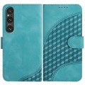 For Sony Xperia 1 V YX0060 Elephant Head Embossed Phone Leather Case with Lanyard(Light Blue)