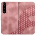 For Sony Xperia 5 III YX0060 Elephant Head Embossed Phone Leather Case with Lanyard(Pink)