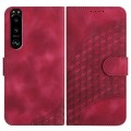 For Sony Xperia 5 III YX0060 Elephant Head Embossed Phone Leather Case with Lanyard(Rose Red)
