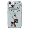 For iPhone 13 Christmas Colored Drawing Pattern High Transparent Soft TPU Phone Case(Elk)