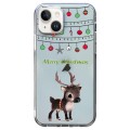 For iPhone 14 Christmas Colored Drawing Pattern High Transparent Soft TPU Phone Case(Elk)