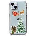 For iPhone 15 Christmas Colored Drawing Pattern High Transparent Soft TPU Phone Case(Christmas)