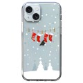 For iPhone 15 Christmas Colored Drawing Pattern High Transparent Soft TPU Phone Case(Christmas Stock