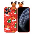For iPhone 11 Pro Colored Drawing Deer Relief Doll Soft TPU Phone Case(Christmas Tree and Deer)