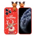 For iPhone 11 Pro Colored Drawing Deer Relief Doll Soft TPU Phone Case(Christmas Elk)