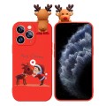For iPhone 11 Pro Max Colored Drawing Deer Relief Doll Soft TPU Phone Case(Child and Deer)