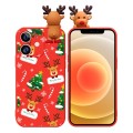 For iPhone 12 mini Colored Drawing Deer Relief Doll Soft TPU Phone Case(Christmas Elk)