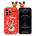 For iPhone 12 Pro Colored Drawing Deer Relief Doll Soft TPU Phone Case(Christmas Elk)
