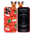 For iPhone 12 Pro Max Colored Drawing Deer Relief Doll Soft TPU Phone Case(Christmas Tree and Deer)