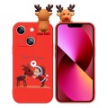 For iPhone 13 Colored Drawing Deer Relief Doll Soft TPU Phone Case(Child and Deer)