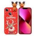For iPhone 13 Colored Drawing Deer Relief Doll Soft TPU Phone Case(Christmas Elk)